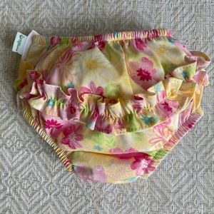 Swim Diaper Size 12M 12 months yellow any pink floral Green Sprouts Ruffle butt
